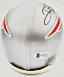 DEION BRANCH AUTOGRAPHED NEW ENGLAND PATRIOTS SILVER MINI HELMET BECKETT 193776