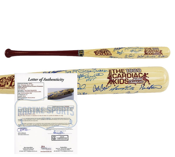 Mike Schmidt, Steve Carlton Multi-Signed Philadelphia '80 Cardiac Ki Bat-23 sigs