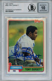 Tony Dorsett Autographed 1981 Topps #500 Trading Card Beckett 10 Slab 14713