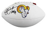 Rams Eric Dickerson "HOF 99" Signed Wilson White Panel Logo Football W/ Case BAS