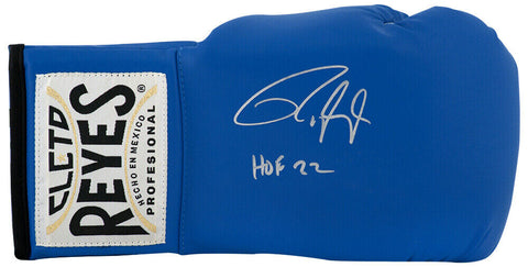 Roy Jones Jr. Signed Cleto Reyes Blue Boxing Glove w/HOF'22 - (SCHWARTZ COA)