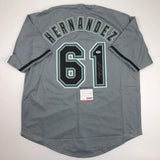 Autographed/Signed LIVAN HERNANDEZ 97 WS MVP Florida Grey Jersey PSA COA
