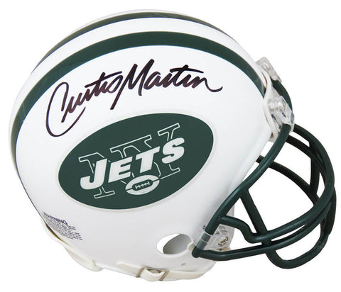 Curtis Martin Signed New York Jets T/B White Riddell Mini Helmet - SCHWARTZ COA