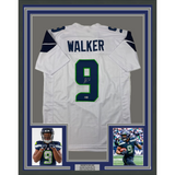 Framed Autographed/Signed Kenneth Walker 33x42 Seattle White Jersey BAS COA