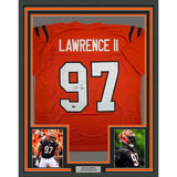Framed Autographed/Signed Dexter Lawrence 35x39 Cincy Orange Jersey BAS COA