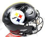 TJ Watt Autographed Steelers F/S Speed Flex Helmet- Beckett W Hologram *Silver