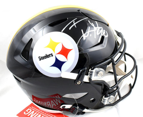 TJ Watt Autographed Steelers F/S Speed Flex Helmet- Beckett W Hologram *Silver