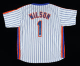 Mookie Wilson Signed New York Mets Pinstriped Jersey Inscribed "86 WSC"/ JSA COA