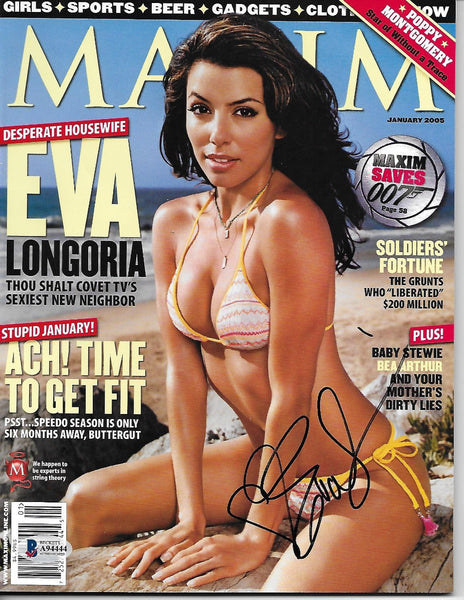 Eva Longoria Autographed Desperate Housewife's January 2005 Maxim Beckett
