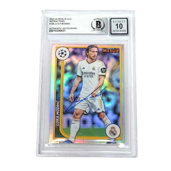 Luka Modric Signed 2023-24 Topps Merlin UCC Refractors #106 - BGS 10