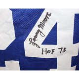 Lenny Moore Autographed/Signed Pro Style Blue Jersey TRI 43430