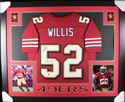 Patrick Willis Autographed/Signed Pro Style Red Framed Jersey BAS 44612