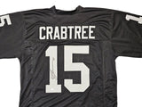 OAKLAND RAIDERS MICHAEL CRABTREE AUTOGRAPHED BLACK JERSEY BECKETT WITNESS 215669