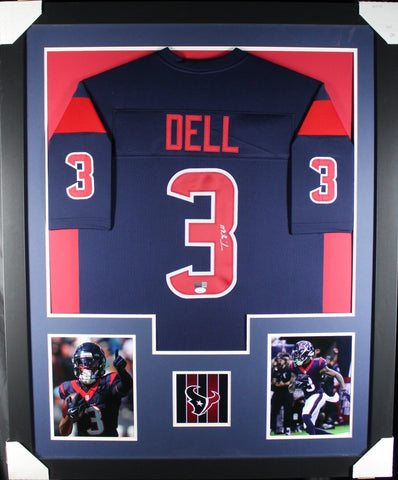 TANK DELL (Texans blue TOWER) Signed Autographed Framed Jersey JSA