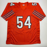 Autographed/Signed Brian Urlacher HOF 18 Chicago Orange Football Jersey BAS COA