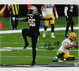 Demario Davis Signed New Orleans Unframed 16x20 Photo-Sacking Rodgers w/Who Dat