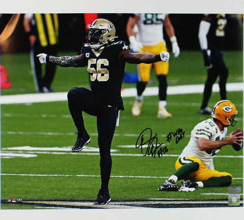 Demario Davis Signed New Orleans Unframed 16x20 Photo-Sacking Rodgers w/Who Dat