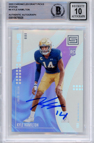 Kyle Hamilton Signed 2022 Chronicles #4 (Grade 10) Slabbed BAS 39915
