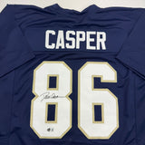 Autographed/Signed Dave Casper Notre Dame Blue Football Jersey BAS COA