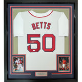 Framed Autographed/Signed Mookie Betts 35x39 Boston White Jersey JSA COA
