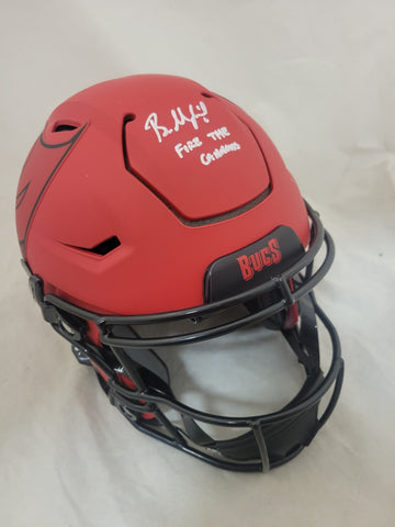 BAKER MAYFIELD "FIRE THE CANNONS" SIGNED TB BUCCANEERS RAVE SPEEDFLEX HELMET BAS
