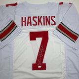 Autographed/Signed Dwayne Haskins Jr. Ohio State White Jersey JSA COA