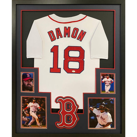 Johnny Damon Autographed Signed Framed Boston Red Sox Jersey JSA