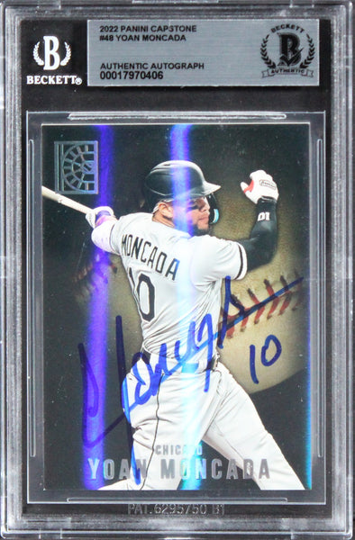 White Sox Yoan Moncada Signed 2022 Panini Capstone #48 Card BAS Slabbed