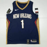 Signed ZION WILLIAMSON Pelicans Blue Nike Jersey Fanatics COA Auto