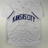 Autographed/Signed Salvador Perez Kansas City White Jersey Beckett BAS COA