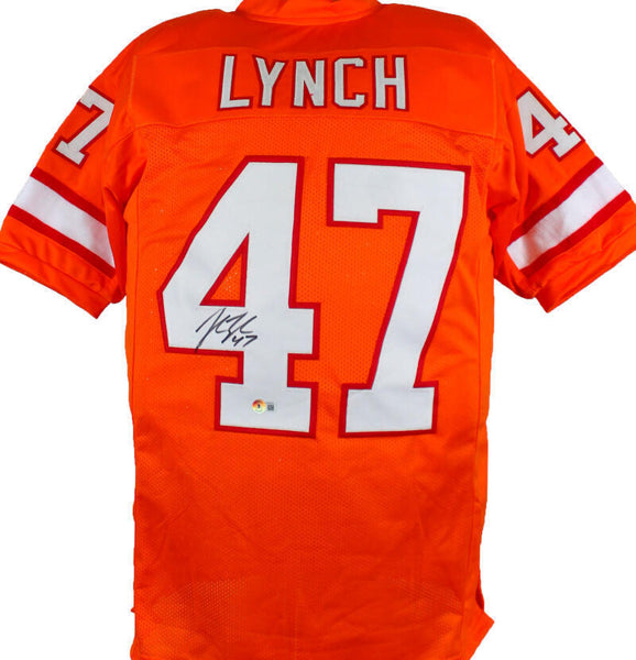 John Lynch Autographed Orange Style Jersey- Beckett W Hologram *Black
