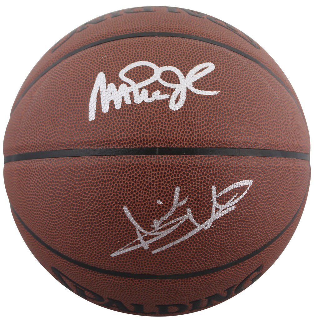 Magic Johnson & Isiah Thomas Signed Spalding Basketball BAS Witnessed ...
