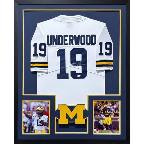 Bryce Underwood Autographed Signed Framed White MIchigan Jersey JSA