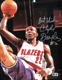 Clyde Drexler Autographed 11x14 Photo Trail Blazers Best Wishes Beckett SB30687