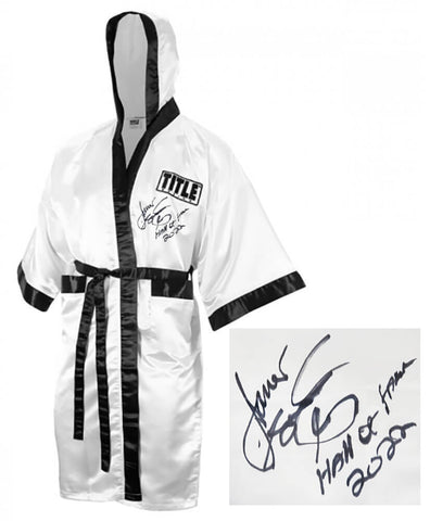 James Toney Signed Title White Boxing Robe w/HOF 2022 - (SCHWARTZ COA)