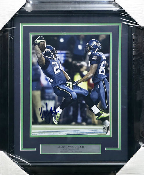 Marshawn Lynch Autographed Framed 11x14 Photo Seattle Seahawks ML Holo #14680