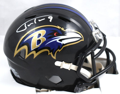 Justin Tucker Signed Baltimore Ravens Speed Mini Helmet- Beckett W Holo *White