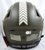 Travis Kelce Signed Chiefs F/S Salute SpeedFlex Helmet- Beckett W Holo *Smeared