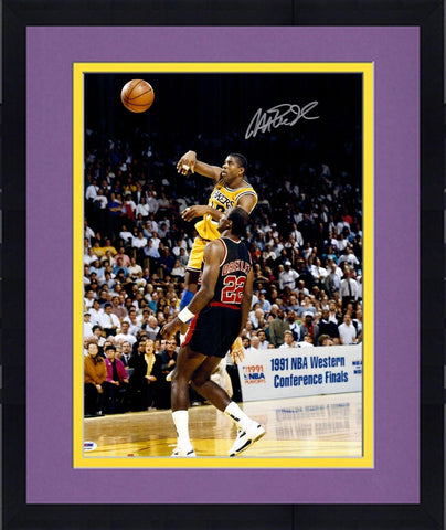 FRMD Magic Johnson Lakers Signed 16'' x 20'' vs. Clyde Drexler Photograph