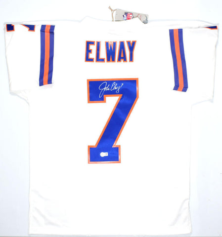 John Elway Signed Broncos Mitchell & Ness White 1990 Legacy Jersey- Beckett W