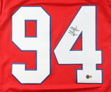 Landon Jackson Signed Buffalo Bills Red Jersey (Beckett) 2025 Draft Pck Def. End