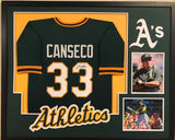 FRAMED JOSE CANSECO AUTOGRAPHED SIGNED OAKLAND A'S JERSEY JSA COA
