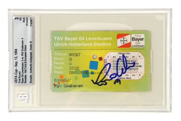 Ronaldo Nazario Signed 1994 PSV European Debut + 3 Goals Match Ticket - BGS 3