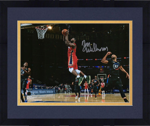 FRMD Zion Williamson New Orleans Pelicans Signed 8x10 Going Up vs. Knicks Photo