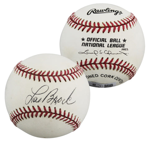 Cardinals Lou Brock Authentic Signed Leonard Coleman ONL Baseball BAS #BU64194