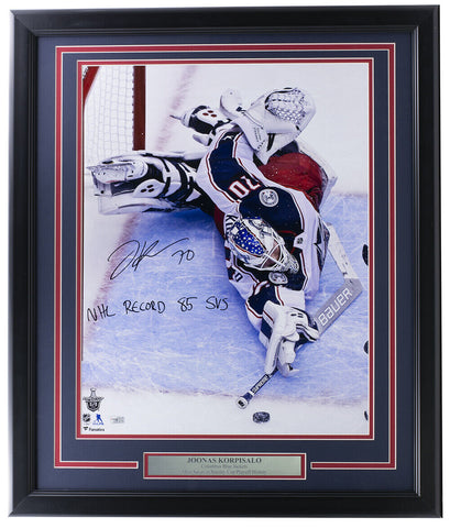 Joonas Korpisalo Signed Framed Columbus Blue Jackets 16x20 Photo Fanatics