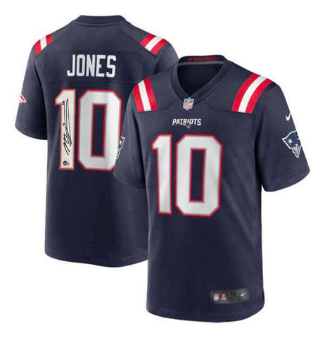Mac Jones New England Patriots Autographed Signed Navy Nike Game Jersey Beckett