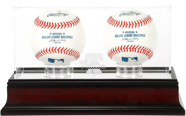 Philadelphia Phillies Mahogany 2-Baseball Display Case