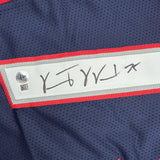 Autographed/Signed Vince Wilfork New England Blue Jersey Beckett BAS COA