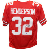 Treyveon Henderson Autographed/Signed College Style Red Jersey Beckett 43337